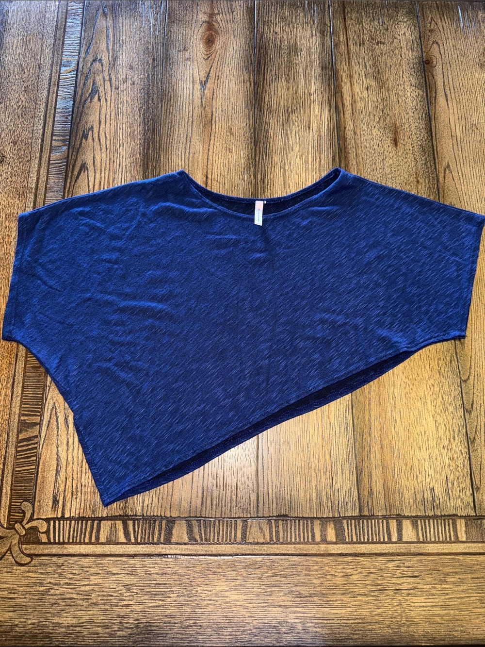 Discreet Navy Blue Asymmetric Crop Dolman Top
